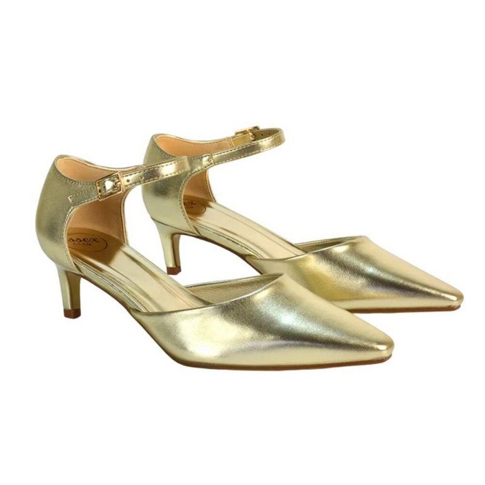 XY London Womens/Ladies Kacey Metallic Low Kitten Heel Court Pumps / Metallic Go